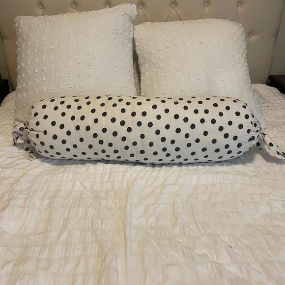 Pottery Barn Bedding Pottery Barn Bolster Pillow Long White Black
